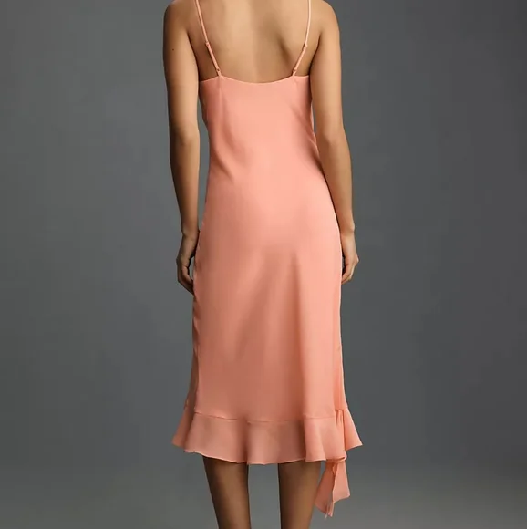 Anthropologie Mare Mare Sleeveless Draped Asymmetrical Midi Dress Peach - Picture 2 of 6